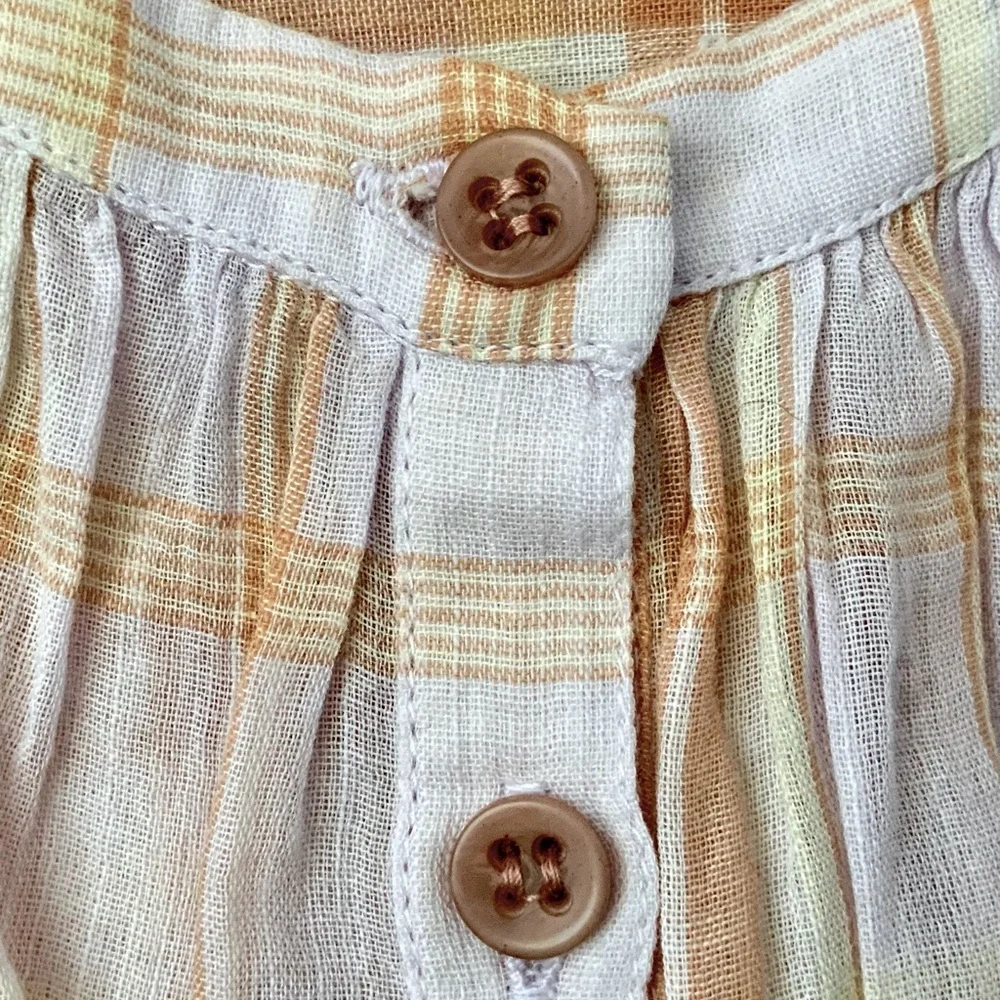 ULLA JOHNSON Nour Blouse Button Down Balloon Sleeve Pink Orange Size 2